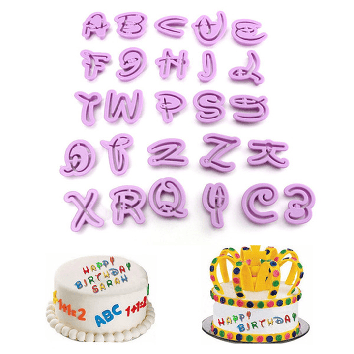 26PCS Plastic Alphabet Cookie Cutter Letter Biscuit Fondant Mold Cake Decorating Tool