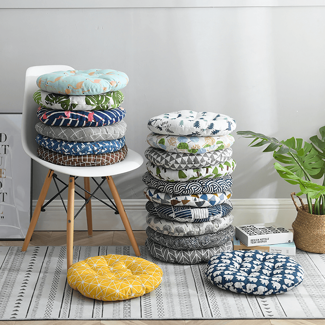 Nordic Print round Cotton Chair Cushion Soft Pad Dining Home Office Patio Garden