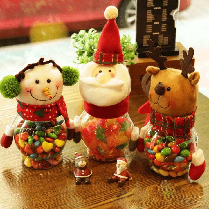 Christmas 2017 Candy Jar Santa Claus Snowman Elk Kids Christmas Gift Christmas Desktop Ornaments