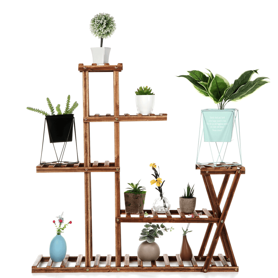 Plant Stand Flower Pot Wooden Rack Organizer Shelf for Garden