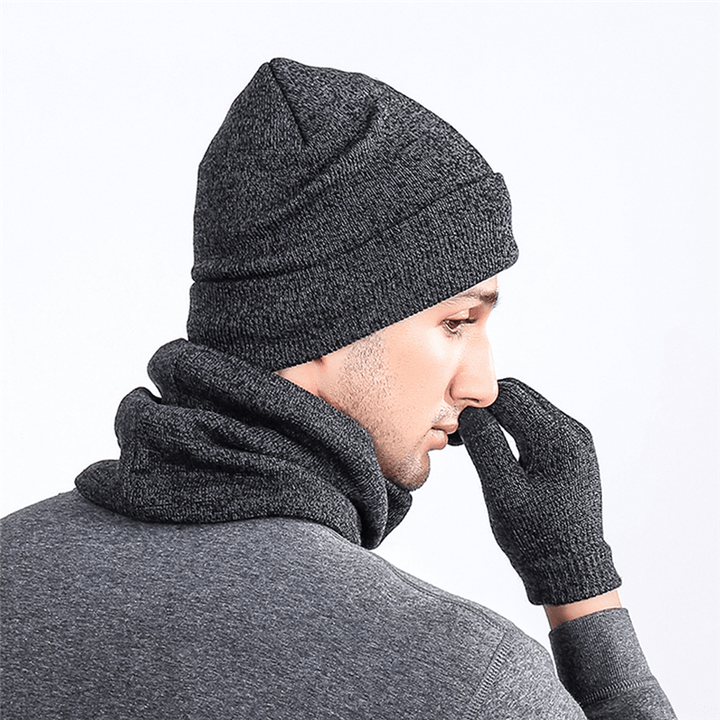 Men Women Winter Knit Hat Scarf Gloves Set