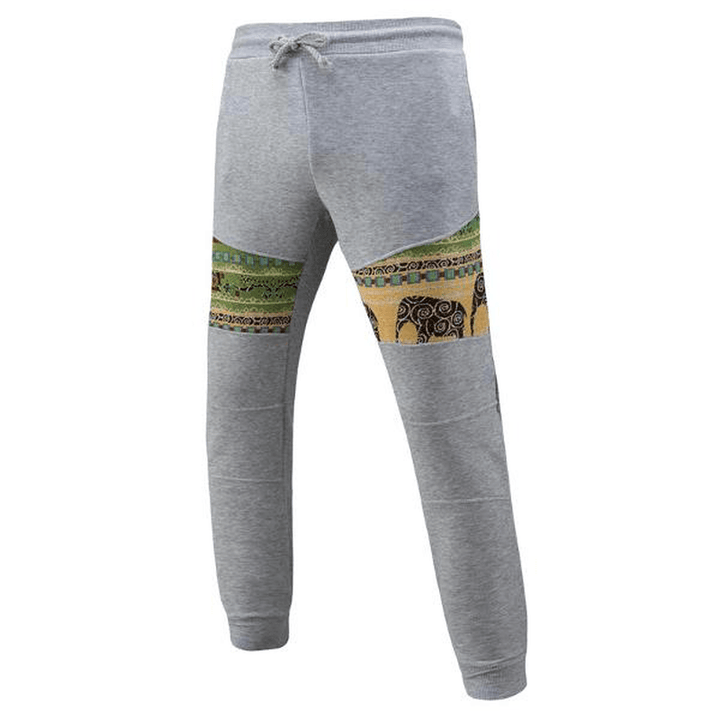 Men'S Casual Jacquard Elastic Pants National Style Printing Drawstring Sport Trousers