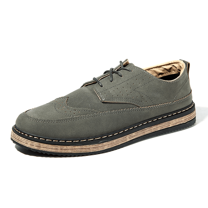 Men Casual Retro British Style Leather Brogue Oxfords Shoes