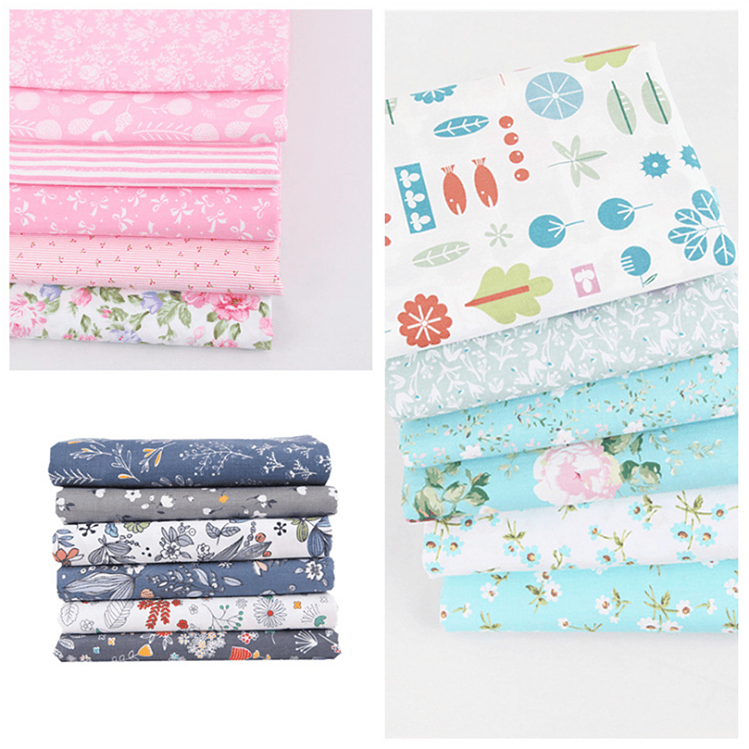 25 X 20Cm 6PCS Cotton Fabric Squares Quilting Printed Cloth for Patchwork Needlework DIY Handmade Material