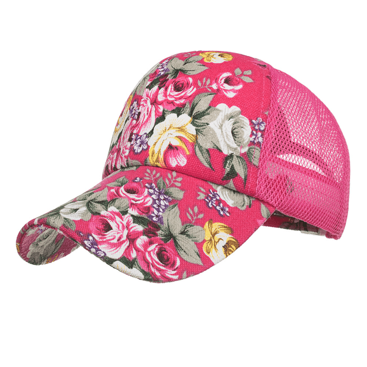 Women Summer Outdoor Print Breathable Mesh Baseball Cap Casual Adjustable Visor Hat