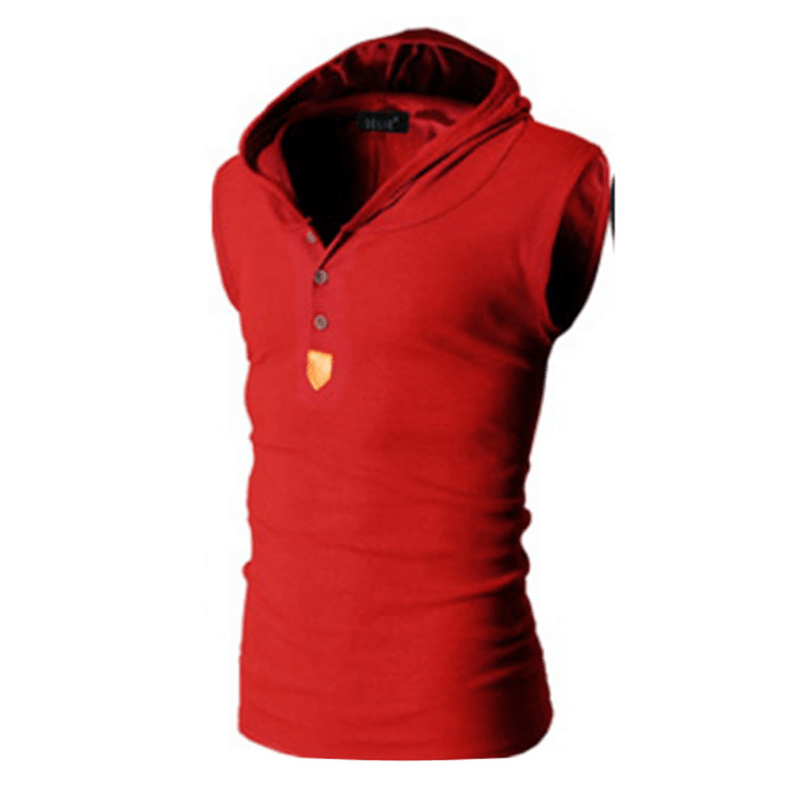 Slim Fit Hooded Sport Tank Tops