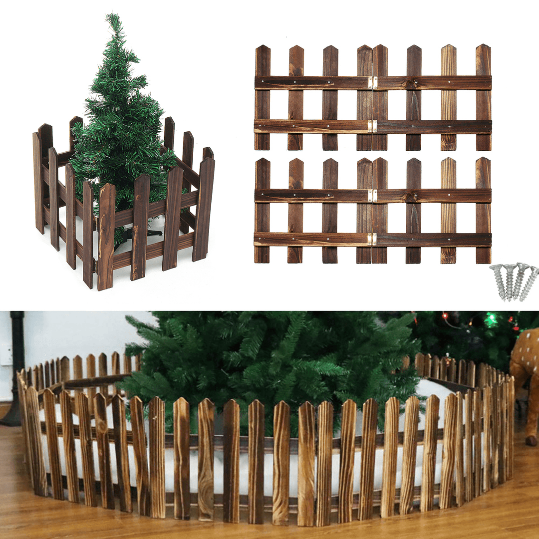 120Cmx30Cm DIY Wood Picket Fence with Screws House Wedding Party Garden Christmas Tree Decoration