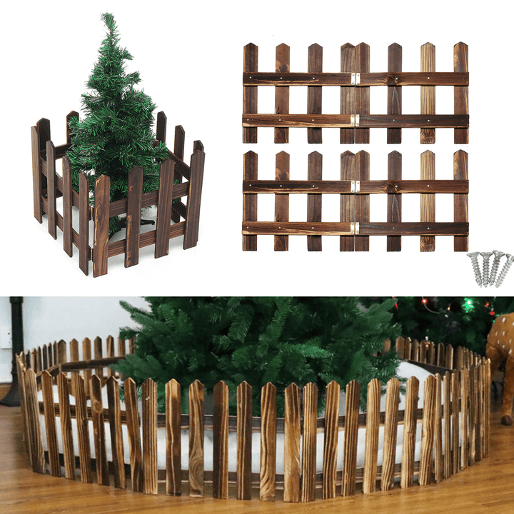 120Cmx30Cm DIY Wood Picket Fence with Screws House Wedding Party Garden Christmas Tree Decoration