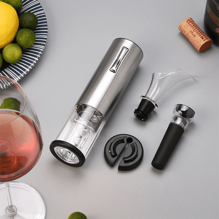 Vino Opener Automatic Corkscrew Electric Bottle Openers Set with Vino Stopper Gift Box USB Charging Cable Kitchen Accessories