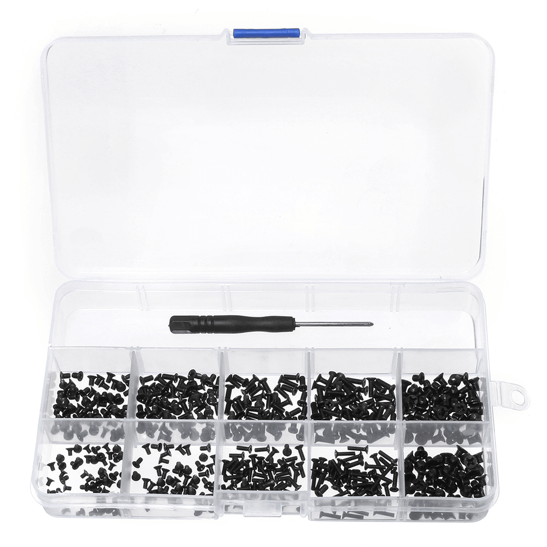 500Pcs Universal Laptop Notebook Computer Flat Head Screw Assortment Kit with Screwdriver