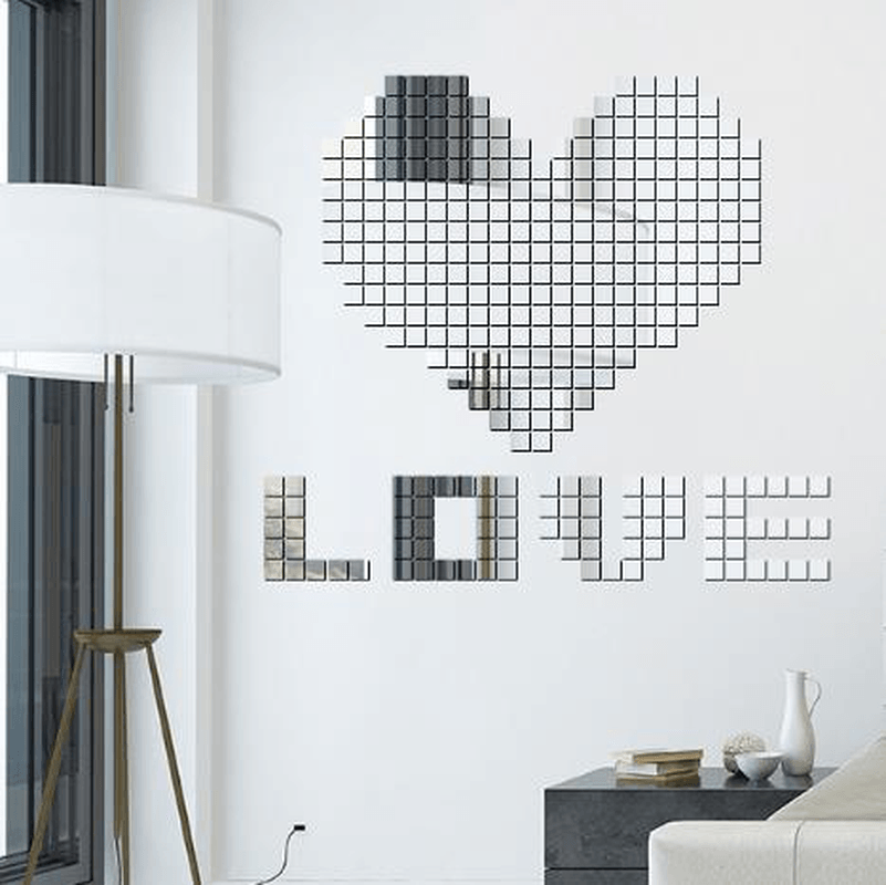 100 PCS Square Crystal Three - Dimensional Mosaic Combination of Mirror Creative Wall Stickers - MRSLM