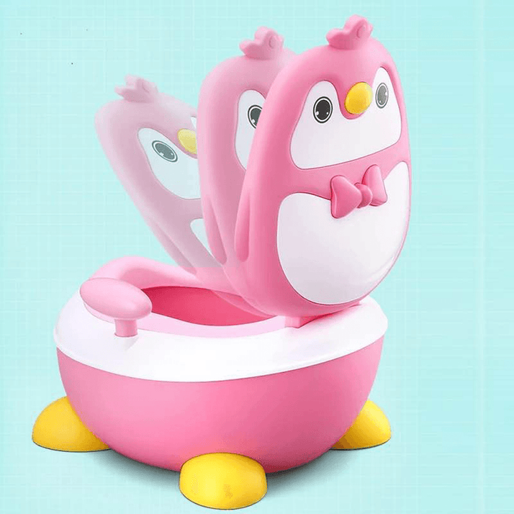 Children Potty Penguin Shape Spatterproof Urine Portable Toilet Freely Adjustable Height for Kid Care