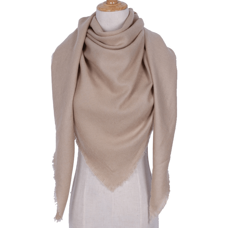 Pure Color Triangle Scarf Female Imitation Cashmere Warm Shawl