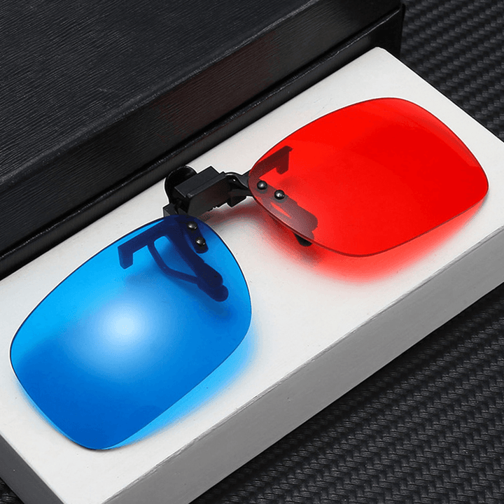 Unisex 3D Stereo Glasses Clip Lens Cinema Film Red and Blue Universal Glasses Lens with Case