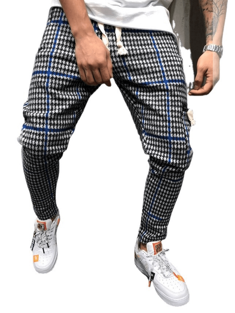 Men'S Fashion Slim Casual Pants Sports Striped Pants