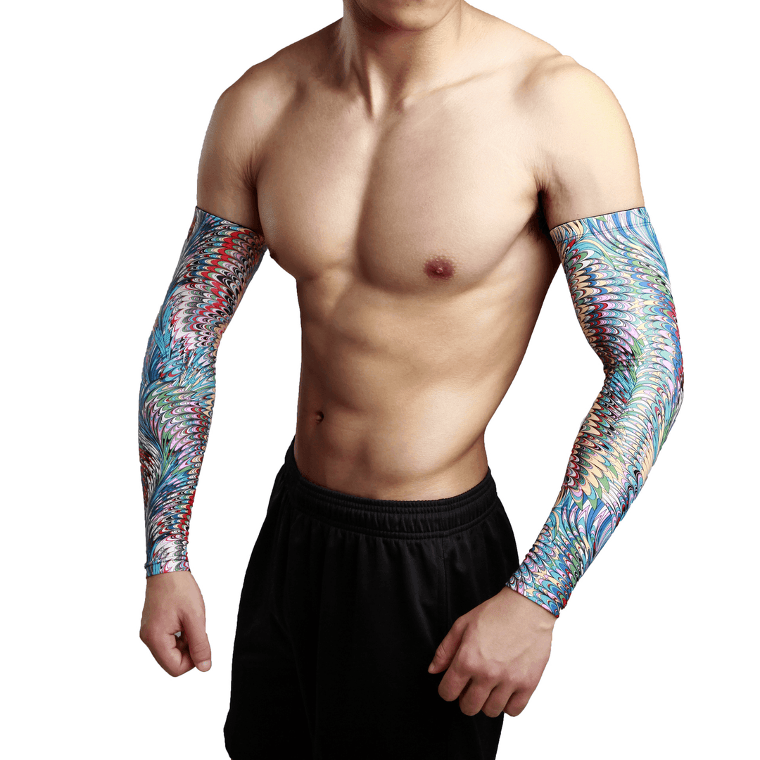 American Overseas Warehouse Hair Outdoor Sun Protection Peacock Pattern Cool Sleeve Riding Tattoo Arm Elbow Sleeve