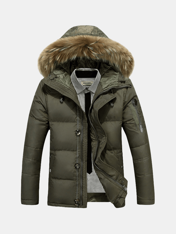 Mens Winter Thick Warm down Jacket Furry Hood Padded Parka