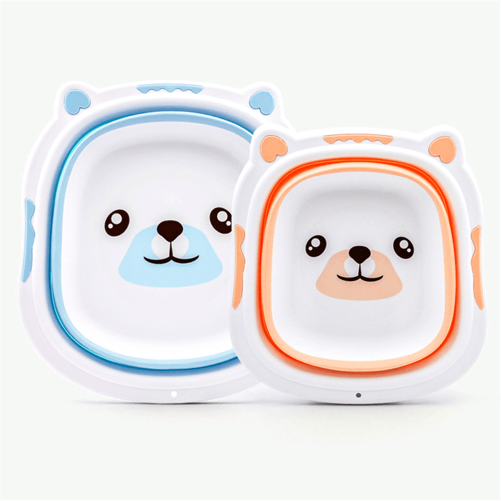 Baby Portable Folding Basin Washbasin for Kids Cute Cartoon Foldable Bath Tub