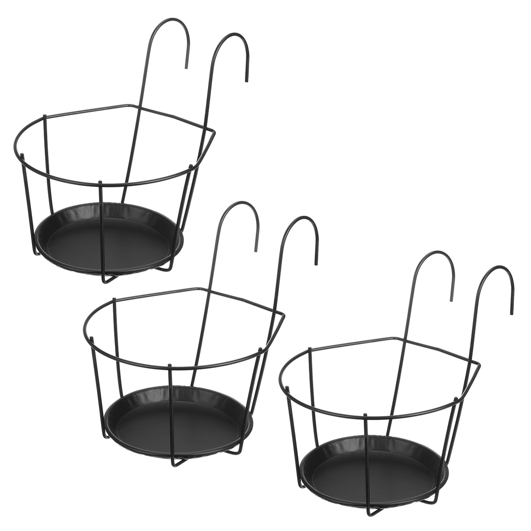 3PCS Metal Flower Holder Stand Hanging Pot Basket Plant Garden Wall Storage Rack