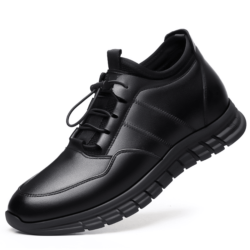 Men Cowhide Leather Breathable Comfy Soft Bottom Non Slip Elastic Band Casual Shoes