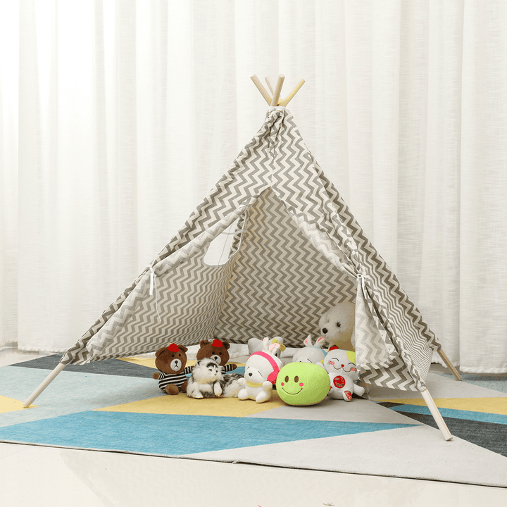 Large Teepee Tent Kids Cotton Canvas Play House Boy Girls Wigwam