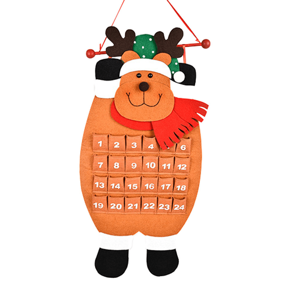 Christmas Countdown Calendar Snowman Deer Hanging Advent Calendar Decorations Home Decor