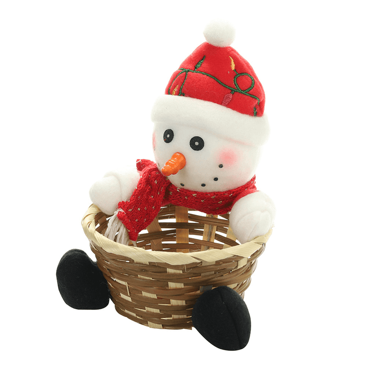 Bamboo Christmas Fruit Basket Children Xmas Gift Candy Sweet Storage Box Santa Elk Holder Decorations Container for Home