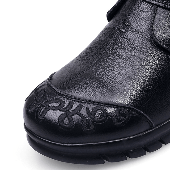 Round Toe Genuine Leather Ankle Boots