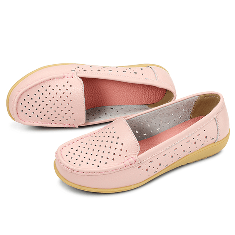 Women Casual Hollow Out Soft Comfortable Summer Slip on Outdoor Flats Loafer Shoes