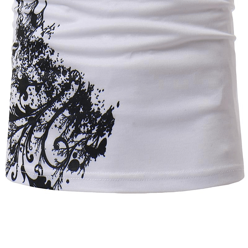 Men'S Classic Black White Printing Short-Sleeved Golf Shirt