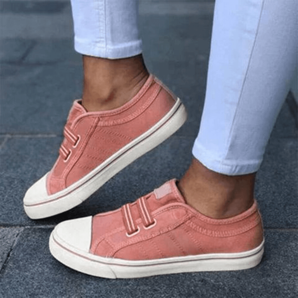 Women Large Size Canvas Sneakers Elastic Band Casual Flats