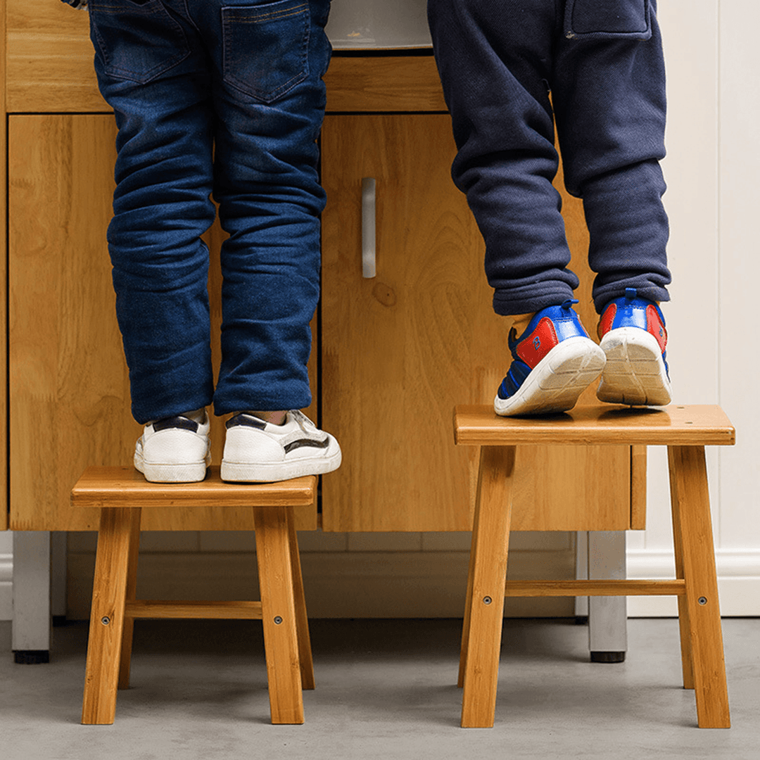 Solid Wood Square Stool Small Children Chair Square Bamboo Stool for Home Living Room Bedroom