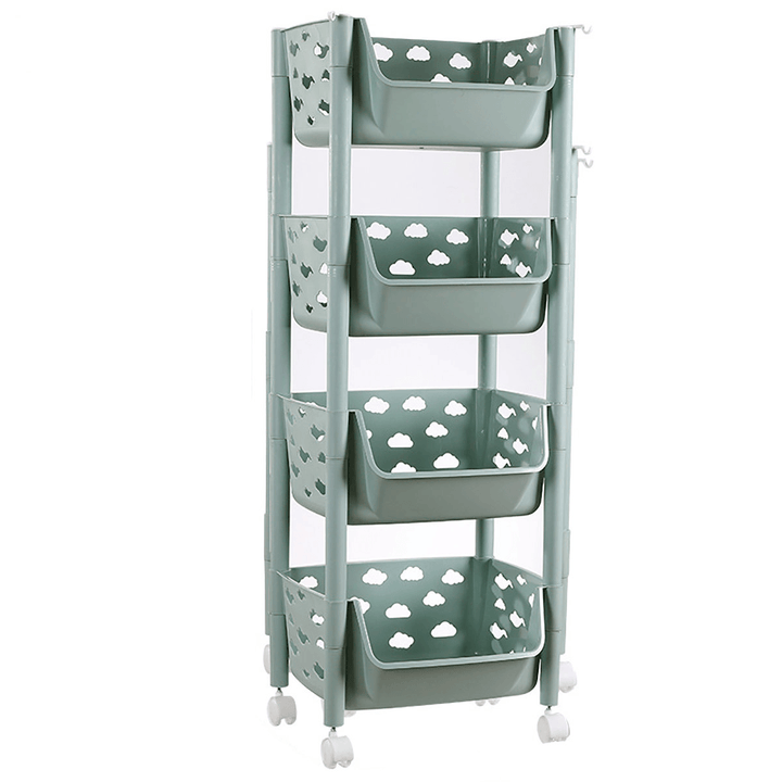 3/4 Tier Kitchen Vegetables Storage Trolley Cart Shelf Wheels Room Rack Stand