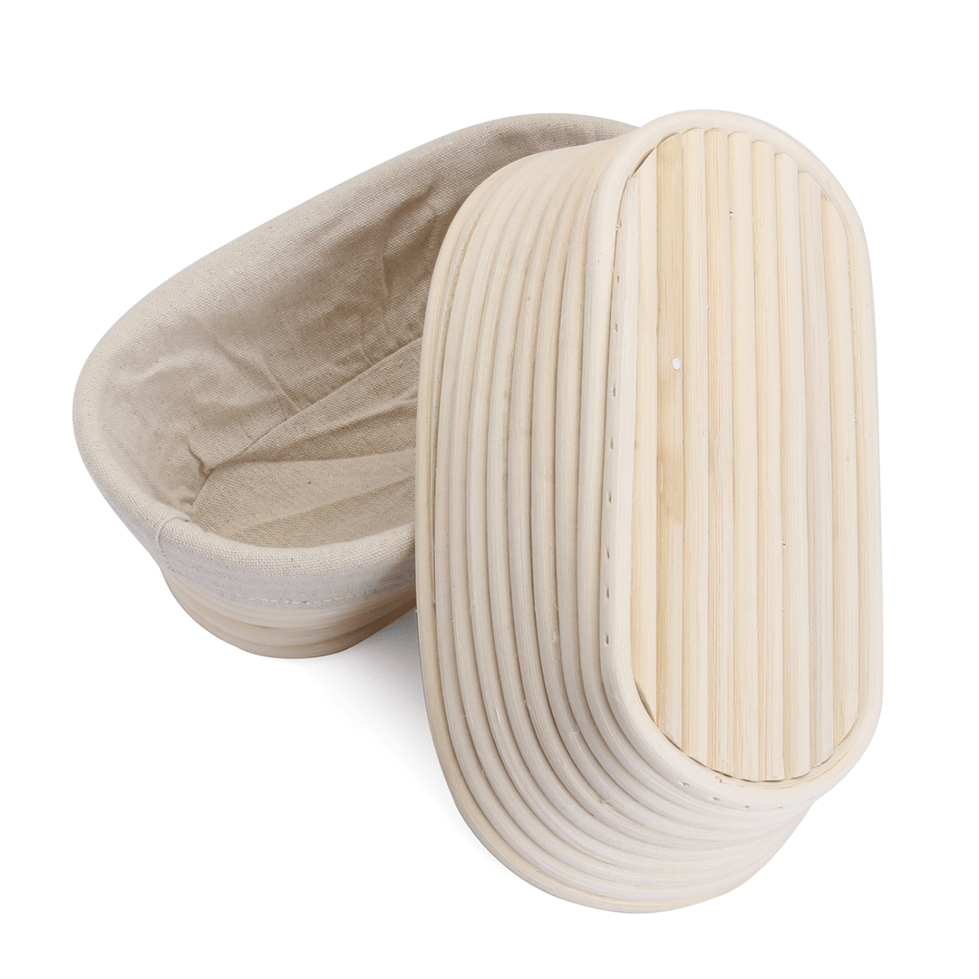 2PCS Rising Long Oval Bread Banneton Brotform Dough Proving Proofing Rattan Bask Storage Baskets