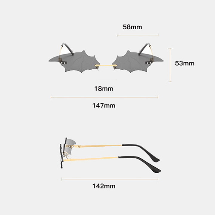 Unisex Fashion Metal Temples Special-Shaped Glasses Halloween Bat-Shaped Anti-Uv Sunglasses