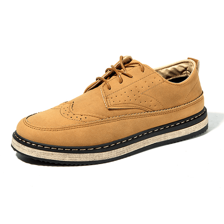 Men Casual Retro British Style Leather Brogue Oxfords Shoes