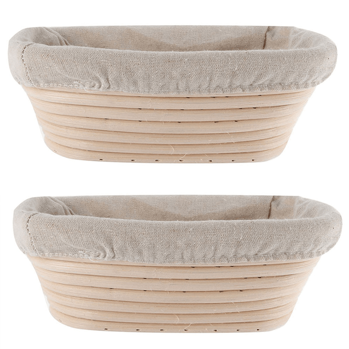 2PCS Rising Long Oval Bread Banneton Brotform Dough Proving Proofing Rattan Bask Storage Baskets