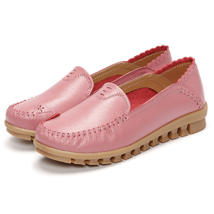 Soft Rubber Sole round Toe Pure Color Slip on Flat Loafers