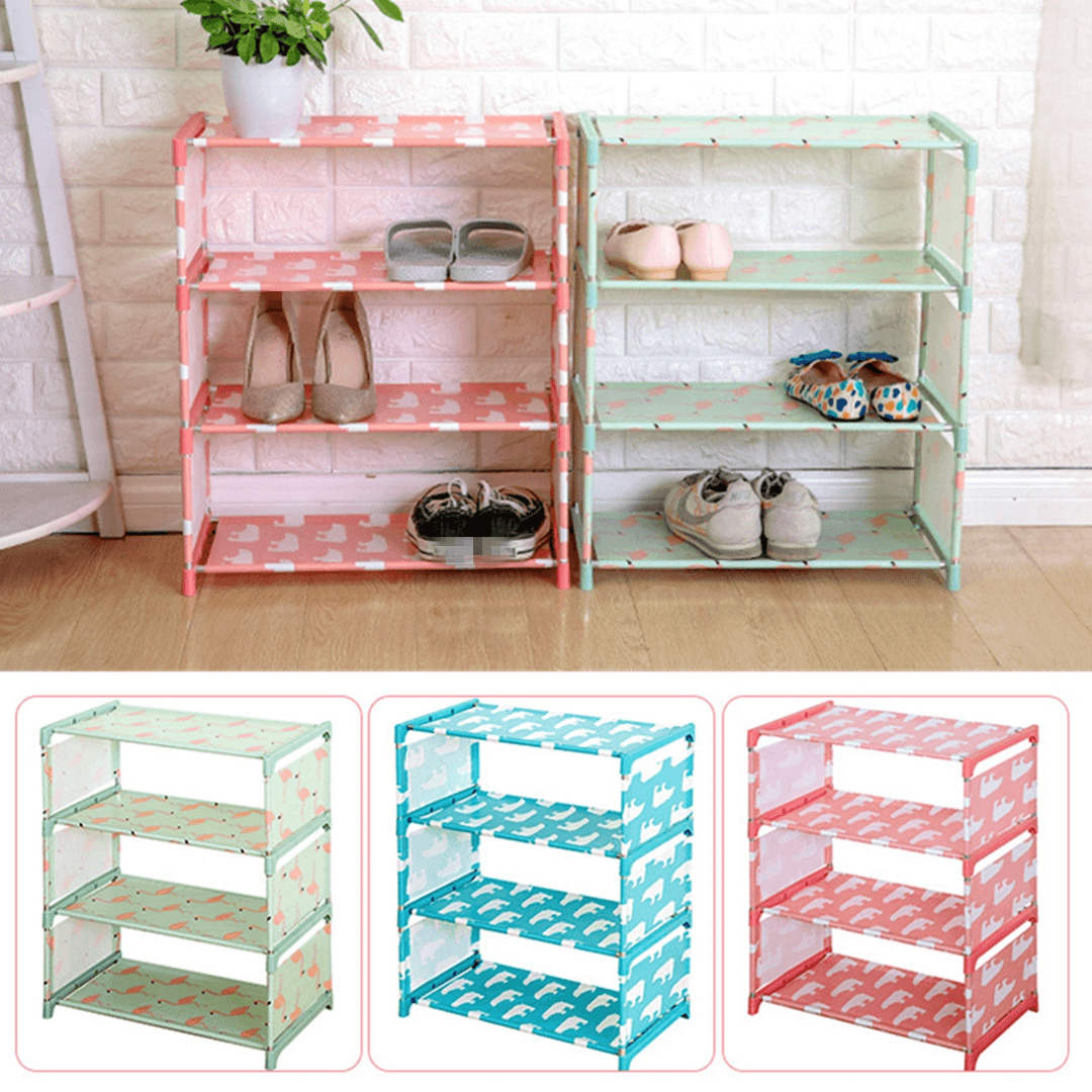 4 Layer Home Shoe Stand Wall Bench Rack Shelf Storage Baskets Closet Organizer Cabinet