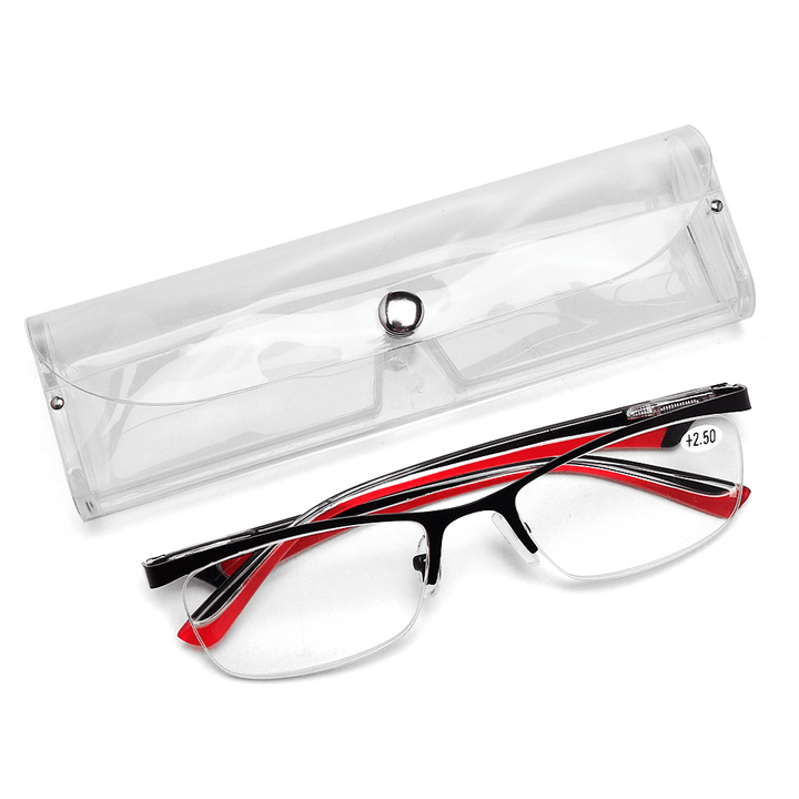 Men Women Retro round Half-Frame Readers Reading Glasses Stylish Computer Glasses with Case