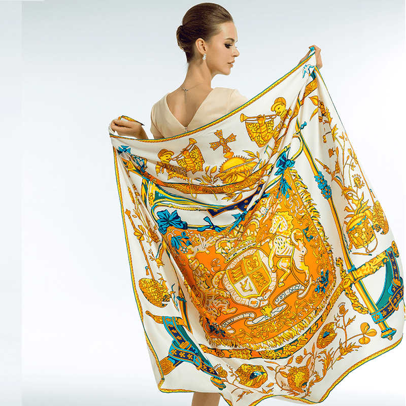 Silk Twill Sunscreen Large Square Scarf