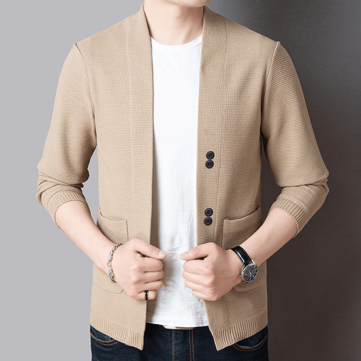 Pure Color Sweater Jacket Men'S Autumn Thin Section