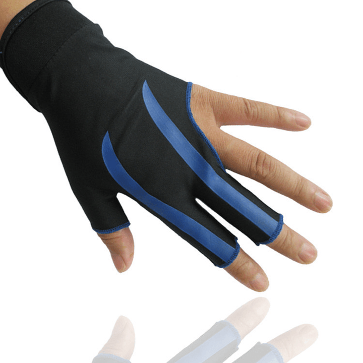 1Pc Billiards Three Finger Gloves Lycra anti Skid Snooker Billiard Cue Glove Pool Left Hand High Elasticity for Unisex