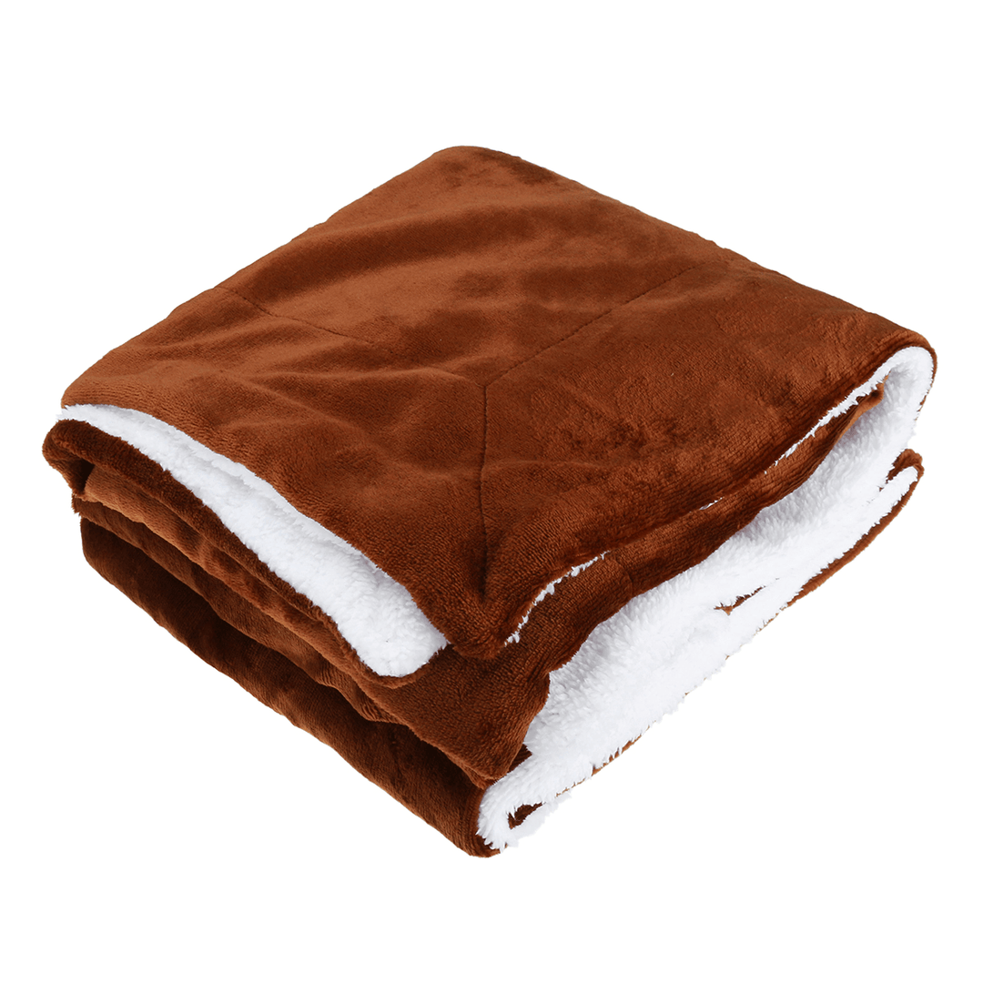 4 Colors Flannel Sherpa Throws Fleece Blankets Sofa Bedding Office Sleep Large Double King Soft Warm - MRSLM