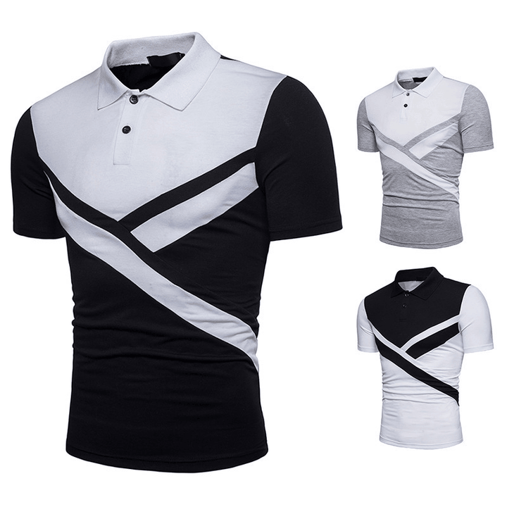 Irregular Stitching Short-Sleeved T-Shirt Polo Shirt