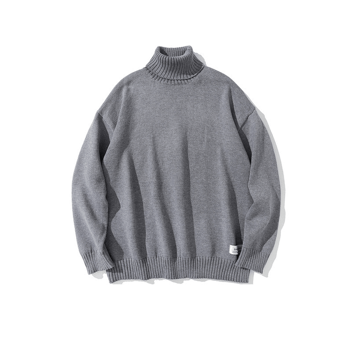 Japanese Retro High Crew Neck Sweater Men