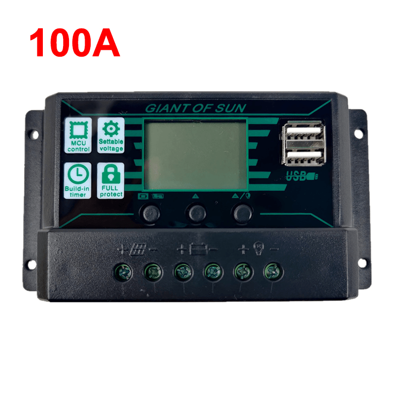 12V/24V 10A-100A LCD Solar Controller Dual USB DC Port Current Solar Charge Cotroller - MRSLM