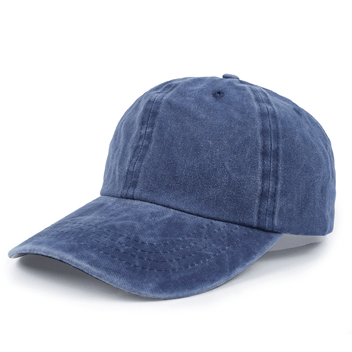 Solid Color Bent-Brim Duck Tongue Made Old Denim Sunhat