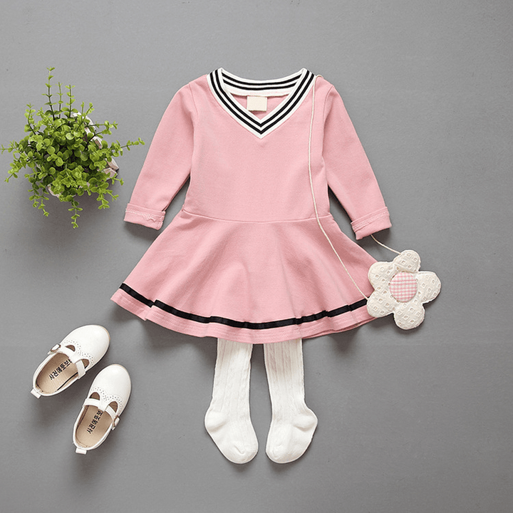 Girls Autumn Outfit, 0-1-2-3 Years Old Female Baby Long Sleeve Dress, Infant Head Skirt, One for E3082