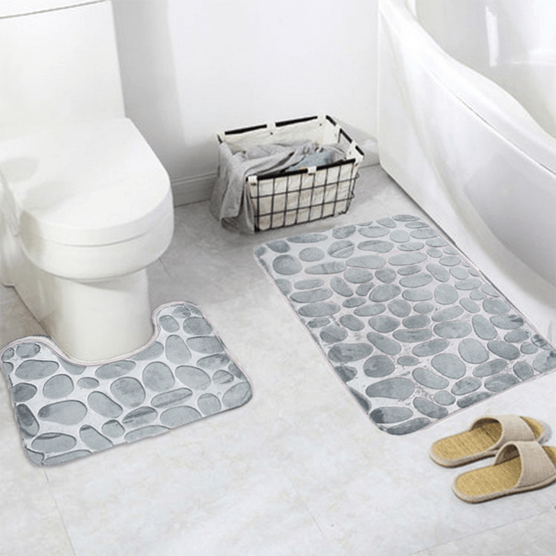 2Pcs Flannel Toilet Lid Bath Rugs Soft Floor Home anti Slip Liner Memory Foam Durable Cover Shower Carpets Bathroom Mat Set